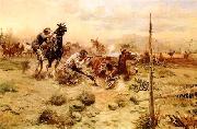 Charles M Russell When Horse Flesh Comes High oil painting